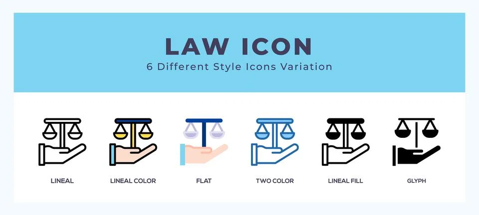 Law icons set of simple vector illustration. Stock Illustration