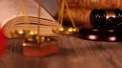 Law, legal code and scales of justice Stock Footage 63306373