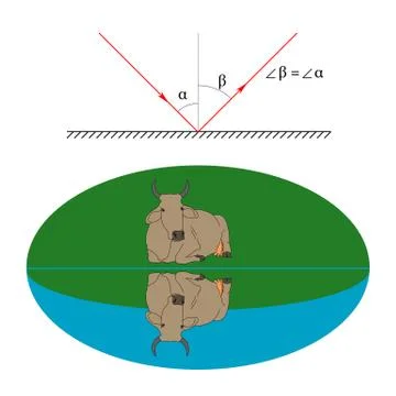 The law of linear reflection of rays from a surface Stock Illustration
