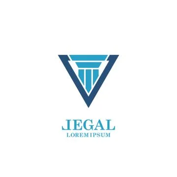 Law Logo with Column in Delta Frame Illustrazione stock