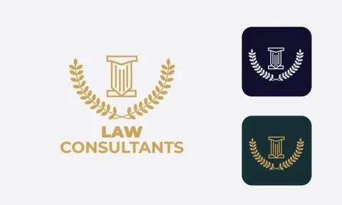 Law logo, law consultants -justice -royal law - law firm -lawyer, law office Stock Illustration