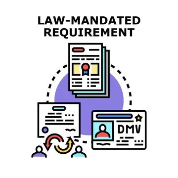 Law mandated requirement compliance process illustration Illustrazione stock
