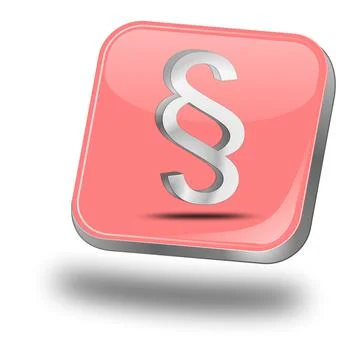 Law paragraph button pastel red - 3D illustration Stock Illustration