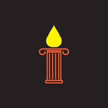Law pillar with fire logo design vector graphic symbol icon sign illustrati.. Stock Illustration