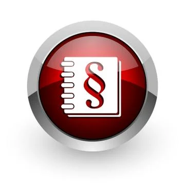 Law red circle web glossy icon. Illustrazione stock