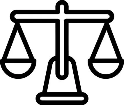 Law Scale Icon Illustration Symbolizing Justice And Balance In Black Line Art Stock Illustration