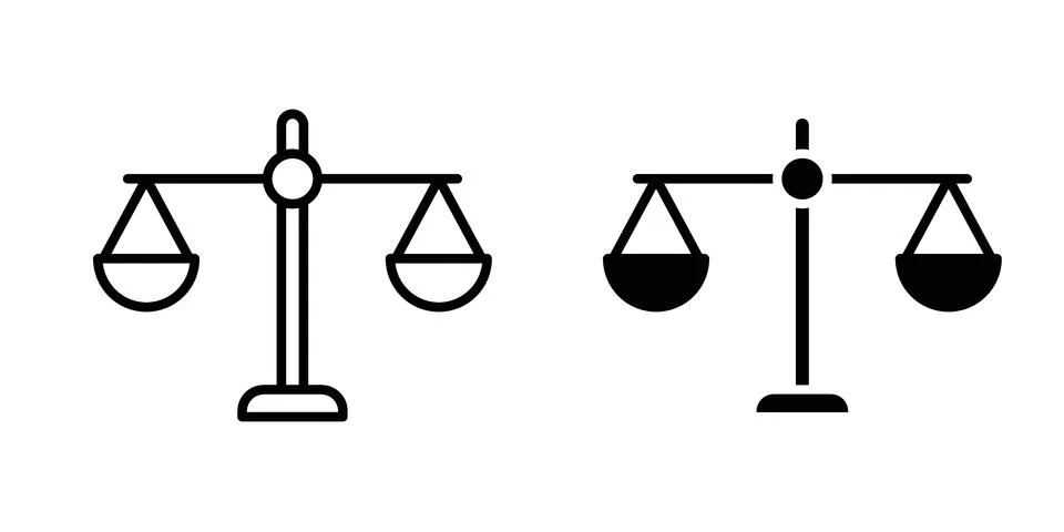 Law scale icon vector concepts, line and silhouette style Stock Illustration