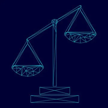Law scale low poly triangulation triangulated polygonal electric cyan blue vi Stock Illustration
