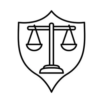 Law scale in shield line style icon vector design Stock Illustration