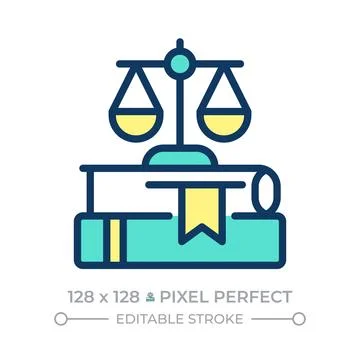 Law school pixel perfect line color icon 库存插图