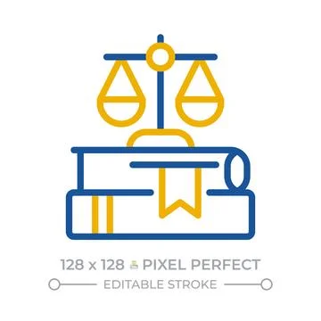 Law school pixel perfect two color line icon 库存插图