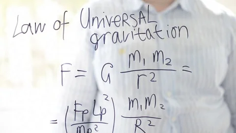 Law of universal gravitation, formula. Stock Footage
