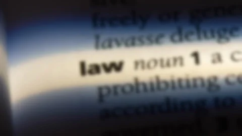 Law word in a dictionary. Stock Footage 99562110