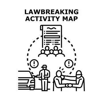 Lawbreaking activity map planning criminal actions Ilustração Stock