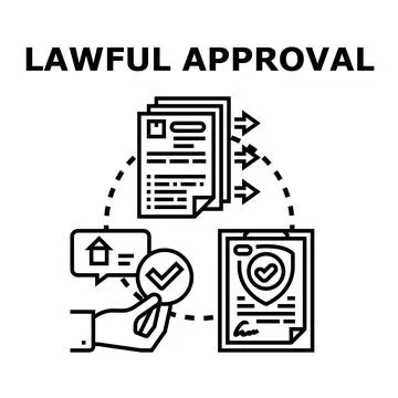 Lawful approval process for contract document signing Stock Illustration