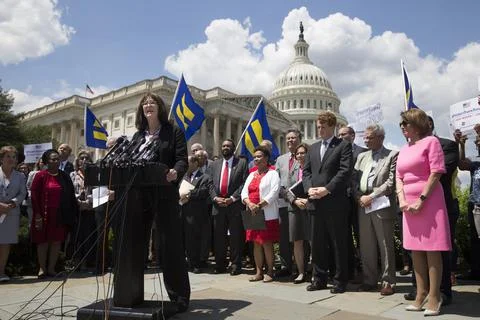 Lawmakers and LGBT commumity react to transgender military ban, Washington, USA  Foto stock