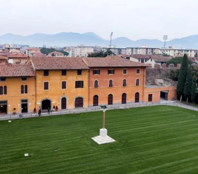 Lawn Of The Bell Tower Pisa Italy Stock Photos