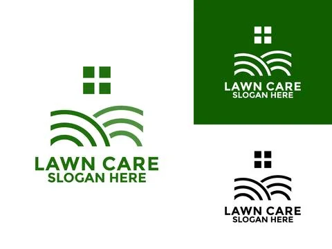 Lawn care logo design vector, landscape, grass concept logo design template Stock Illustration