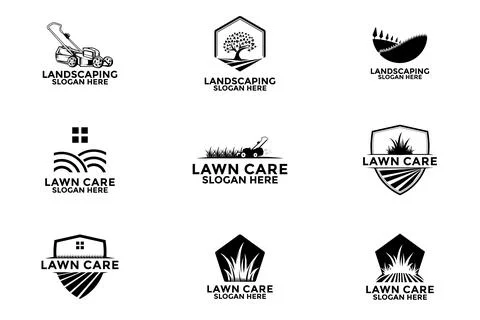 Lawn care logo design vector, landscape, grass concept logo design template Stock Illustration
