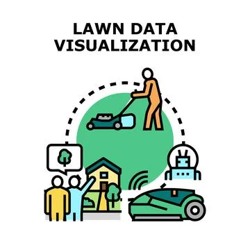 Lawn data visualization managing smart garden system Stock Illustration