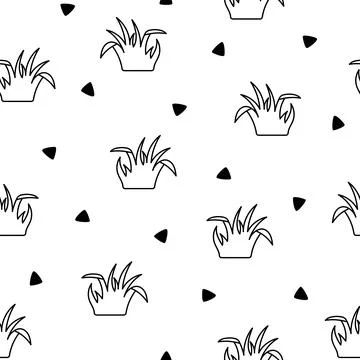 Lawn grass. Seamless pattern. Coloring Page. Stock Illustration