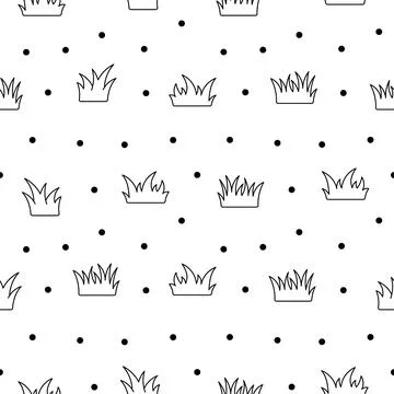 Lawn grass. Seamless pattern. Coloring Page. Stock Illustration