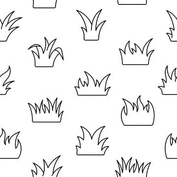 Lawn grass. Seamless pattern. Coloring Page. Stock Illustration