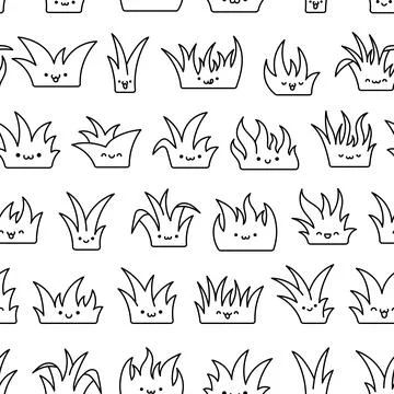 Lawn grass. Seamless pattern. Coloring Page. Stock Illustration