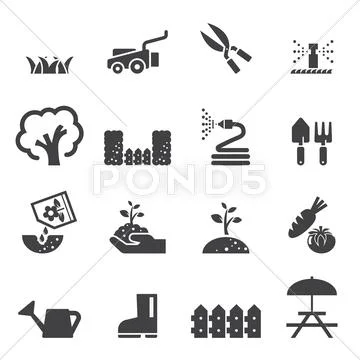 Lawn icon set Stock Illustration