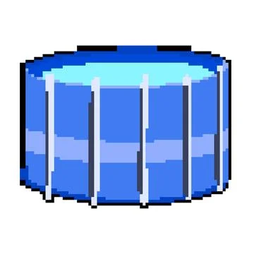 Lawn inflatable swimming pool pixel art vector illustration Illustrazione stock