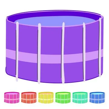 Lawn inflatable swimming pool vector cartoon graphic Stock Illustration