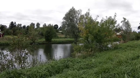 Lawn to lake Stock Footage 80213788