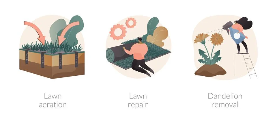 Lawn maintenance abstract concept vector illustrations. Stock Illustration