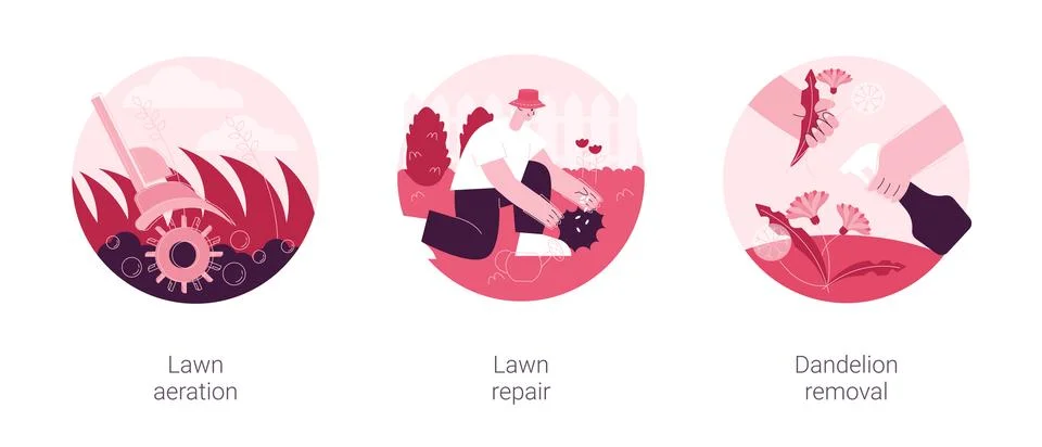 Lawn maintenance abstract concept vector illustrations. Stock Illustration