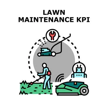 Lawn maintenance kpi calculating future concept Stock Illustration