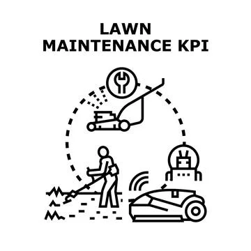 Lawn maintenance kpi calculating future concept Stock Illustration