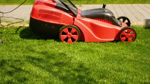 Lawn mover in summer Stock Footage 201287667