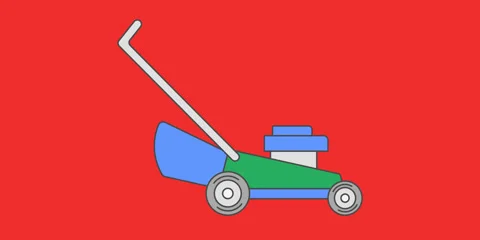 Lawn Mower Animation on Red Background 스톡 동영상 346760934