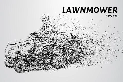 A lawn mower consists of dots and circles. Mower wind blown particles. Vector Stock Illustration