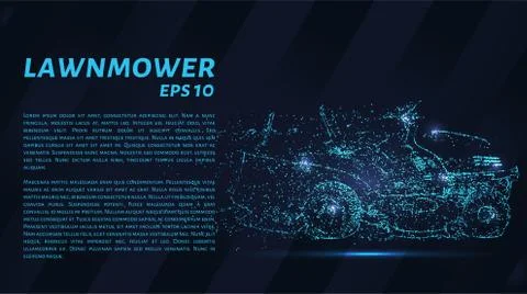 Lawn mower consists of points. Particles in the form of a lawn mower against  Stock Illustration