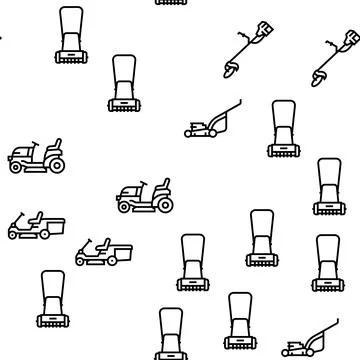 Lawn Mower Equipment Vector Seamless Pattern Illustrazione stock