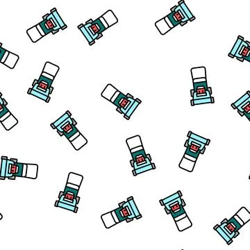 Lawn mower equipment vector seamless pattern 库存插图