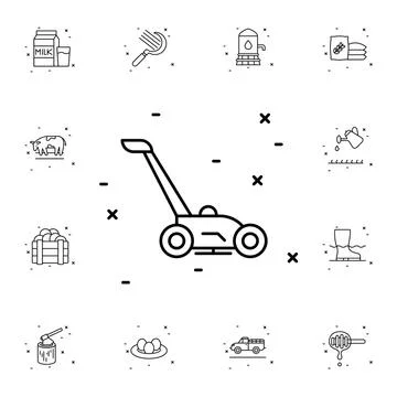 Lawn mower flat vector icon in agriculture pack Stock Illustration