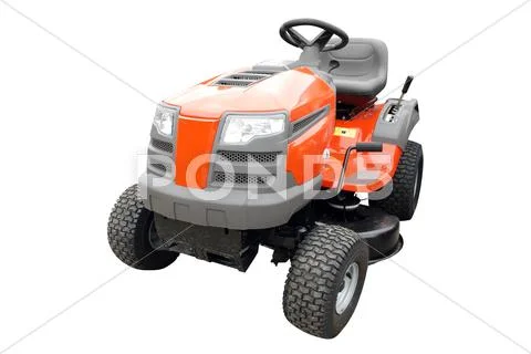 Lawn mower front view isolated.jpg Stock Photos