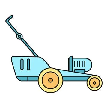 Lawn mower gardening tool flat outline icon Stock Illustration