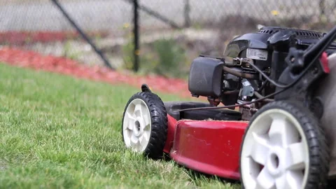Lawn Mower Low Angle Tracking Shot Stock Footage 135081480