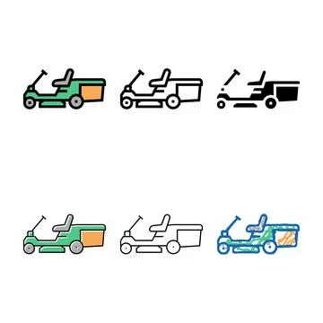 Lawn mower machine color icon styles vector Stock Illustration