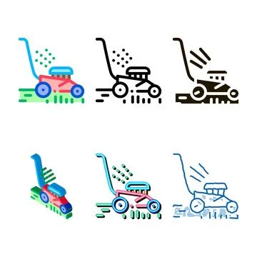 Lawn mower machine designs icon vector outline Illustrazione stock