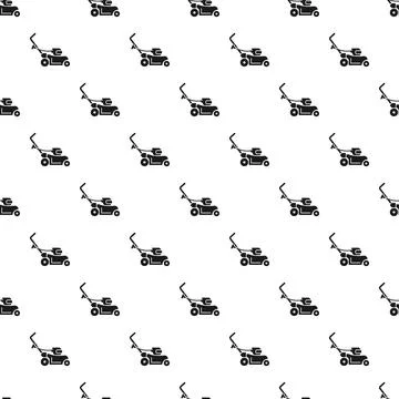 Lawn mower machine seamless pattern on white background イラスト素材