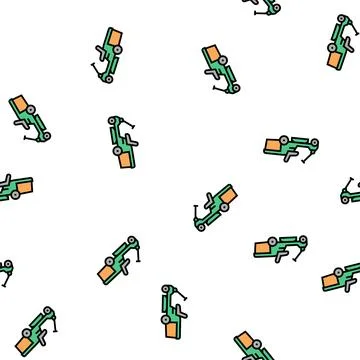 Lawn mower machine vector seamless pattern 스톡 일러스트